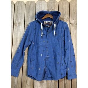 Modern Amusement Blue Hooded Shacket M